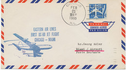 USA 1959 Kab.-Erstflug Der Eastern Air Lines DC-8B - First Jet Air Mail Service - "Chicago, Illinois - Miami, Florida" - 2c. 1941-1960 Cartas & Documentos