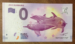 2017 BILLET 0 EURO SOUVENIR ALLEMAGNE DEUTSCHLAND ZOO DUISBURG DAUPHINS ZERO 0 EURO SCHEIN BANKNOTE PAPER MONEY - [17] Fictifs & Specimens