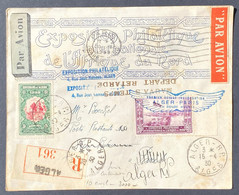 Algérie Lettre Griffe Ailée Bleue "1er Voyage Inauguration Alger Paris En Douze Heures" N°99 Obl Centenaire 15/04/1930 - Poste Aérienne