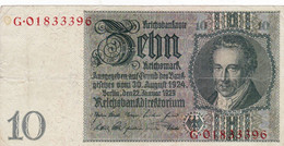 GERMANY 10 Reichsmark 1929 (1945) VF P-180b "free Shipiing Via Registered Air Mail. - 10 Reichsmark