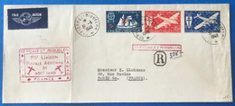 Saint Pierre Et Miquelon, Enveloppe 1er Liaison Postale Aérienne 31.8.1948 - SPM, Canada, USA, France - (L136) - Brieven En Documenten