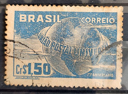 C 248 Brazil Stamp Universal Postal Union UPU Map Postal Service1949 Circulated 2 - Autres & Non Classés