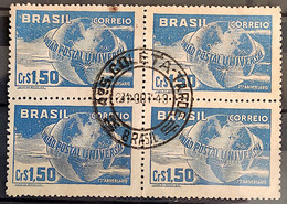 C 248 Brazil Stamp Universal Postal Union UPU Map Postal Service1949 Block Of 4 CPD 23 - Other & Unclassified