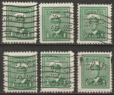 Canada 1942 Sc O249  Used OHMS Perfin Selection - Perfins