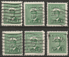 Canada 1942 Sc O249  Used OHMS Perfin Selection - Perforés