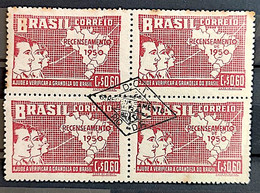 C 254 Brazil Stamp General Census Of Brazil Geography Map 1950 Block Of 4 CPD RJ 25 - Otros & Sin Clasificación
