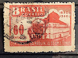 C 257 Brazil Stamp Centenary Amazonas Province Theater Architecture 1950 Circulated - Otros & Sin Clasificación