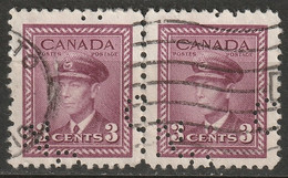 Canada 1942 Sc 252  Pair Used "CNR" (CN Rail) Perfin - Perforés