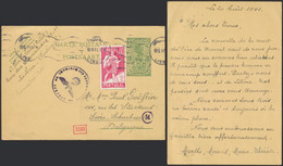 EP Au Type 60ctm Vert Palmier (Grand Format, N°71) Utilisé Au Portugal + Affranch. Complé (Lisboa, 1941) > Evère (Belgiq - Enteros Postales