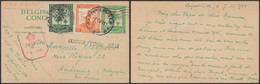 EP Au Type N°STIBB 74 1F Vert + N°234 Et 243 Expédié De Léopoldville + Censure Militaire (Con / Angl) > Andenne - Enteros Postales