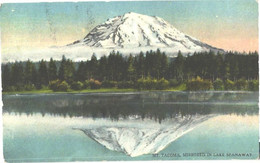 USA:Washington, Mount Tacoma Mirrored In Lake Spanaway, Pre 1940 - Tacoma