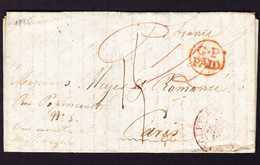 1835 Faltbrief Nach Paris Mit Diversen Roten Stempeln. - ...-1840 Vorläufer