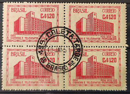 C 260 Brazil Stamp Correios Building Pernambuco Postal Service 1951 Block Of 4 CPD DF 2 - Otros & Sin Clasificación
