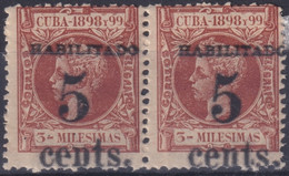 1899-481 CUBA 1899 5c S. 3c US OCCUPATION 2th ISSUE PAIR PHILATELIC FORGERY. - Neufs
