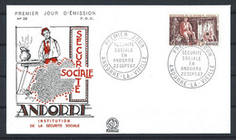 Andorre - FDC  Enveloppe 23/4/1967 - N°183 Institution De La Sécurité Sociale - Covers & Documents