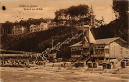 CPA AK Insel RÜGEN SELLIN Strand Mit Brücke GERMANY (670147) - Sellin