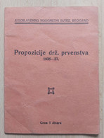 JUGOSLAVENSKI NOGOMETNI SAVEZ BEOGRAD  PROPOZICIJE DRŽAVNOG PRVENSTVA 1936-37  YUGOSLAV FOOTBALL ASSOCIATION - Boeken
