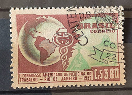 C 285 Brazil Stamp Congress Occupational Medicine Map Rio De Janeiro Health 1952 Circulated 1 - Otros & Sin Clasificación