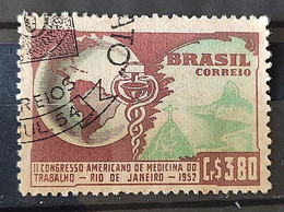 C 285 Brazil Stamp Congress Occupational Medicine Map Rio De Janeiro Health 1952 Circulated 2 - Otros & Sin Clasificación