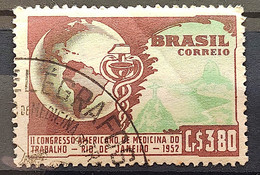 C 285 Brazil Stamp Congress Occupational Medicine Map Rio De Janeiro Health 1952 Circulated 3 - Otros & Sin Clasificación