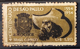 C 291 Brazil Stamp Centenary 4 Sao Paulo 1953 Coat Of Arms Hat Circulated 3 - Otros & Sin Clasificación