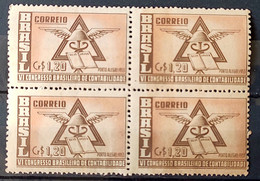 C 296 Brazil Stamp Accounting Congress Porto Alegre Economy 1953 Block Of 4 - Sonstige & Ohne Zuordnung