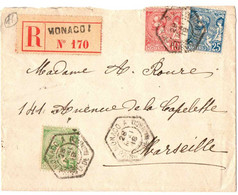 LETTRE EN RECOMMANDE POUR MARSEILLE . CACHET AMBULANT - Lettres & Documents