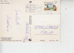 FINLANDIA  1987 - Cartolina Per Italia Con Unificato 975 Turismo - Etichetta "BILLY GRAHAM - Lettres & Documents