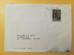 1995 BUSTA LUSSEMBURGO LUXEMBOURG BOLLO NATALE CHRISTMAS NOEL OBLITERE' LUXEMBOURG ETICHETTA - Covers & Documents