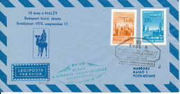 Hungary Air Mail Flight Cover Malev Budapest - Cairo 10th Anniversary 17-9-1973 - Covers & Documents