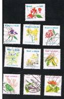 BRASILE (BRAZIL) -SG 2413.2424e  - 1990 FLOWERS: 10 STAMPS OF THE CURRENT SERIE  - USED° - Oblitérés