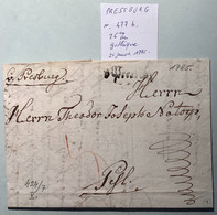 “V.PRESBURG” RRR ! UNRECORDED 1785 Pre-Stamp Cover(BRATISLAVA SLOVAKIA Österreich Ungarn Vorphilatelie Brief Hungary - ...-1850 Prefilatelia