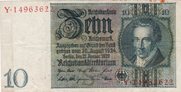 GERMANY 10 Reichsmark 1929 F-VF P-180a "free Shipiing Via Registered Air Mail. - 10 Reichsmark