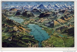 THUNERSEE M. Thun - Panoramakarte, Topographie, Map, Mappa - Thun