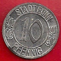 ALLEMAGNE 10 PFENNIG - STAD BONN - 1920 - Autres & Non Classés