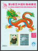 Panda BEAR Rat DRAGON 9th Asia Stamp Exhibition CHINA Beijing Asia Hologram Holography Philatelist Sheet 1996 Hungary - Sellos De Beneficiencia