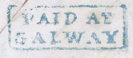 Ireland Galway 1848 Cover To Dublin Boxed 2-line PAID AT/GALWAY In Blue, Matching GALWAY MR 8 1848 Cds - Préphilatélie