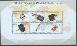 ANGOLA,  HOJA BLOQUE  30 ANIVERSARIO DEL HOMBRE EN LA LUNA - Africa