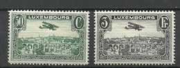 LUXEMBOURG Luxemburg 1933 Michel 250 - 251 Flugpost Air Mail Air Plane Doppeldecker MNH - Unused Stamps