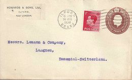 GS  "Howards & Sons, Ilford" - Langnau  (Perfin)           1936 - Briefe U. Dokumente