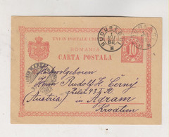 ROMANIA BUCURESCI 1895 Postal Stationery To Croatia - Briefe U. Dokumente