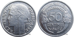 France - IVe République - 50 Centimes Morlon Aluminium, Poids Léger 1947 - SUP/MS60 - Fra1817 - 50 Centimes