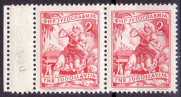 YUGOSLAVIA - JUGOSLAVIA - ERROR  " PERF. BRIDGE " Woman With Grain - **MNH - 1952 - Imperforates, Proofs & Errors