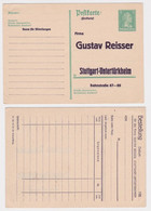 97987 Ganzsachen Postkarte P170 Zudruck Gustav Reisser Stuttgart-Untertürkheim - Postkarten