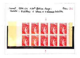 SABINE -  Carnet 1974 C4 -Variété 2 Chiffres 1 Blancs Plus 1 Balafrée - Ongebruikt