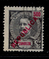 ! ! Zambezia - 1917 King Carlos Local Republica 500 R - Af. 101 - Used - Zambezia