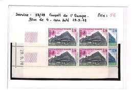 SERVICE  - CONSEIL DE L'EUROPE -  N°58/59 Xx - Bloc De 4 Coins Datés - ( Voir Scan) - Other & Unclassified