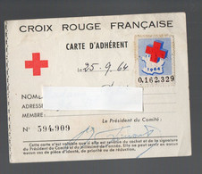 Croix-rouge :  Carte D'adhérent 1964 Avec 2 Vignettes Recto Et Verso  (PPP28428) - Croce Rossa