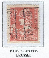 Préo Roulette 1936    -   COB 336 -  (5c. Orange BRUXELLES  1936  BRUSSEL) (Pos B) - Rollenmarken 1930-..