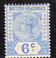 British Honduras 1891 6c Ultramarine, Wmk. Crown CA, Perf. 14, Lightly Hinged Mint, SG 56 (WI2) - British Honduras (...-1970)